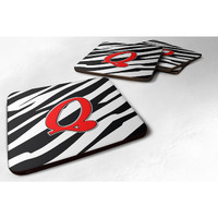 "Caroline's Treasures CJ1024-QFC Monogram-Zebra Red Foam Coasters (Set of 4), Initial Letter Q, 3.5"" H x 3.5"" W, Multicolor"