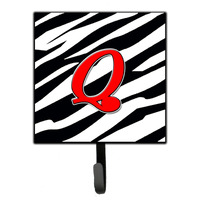 "Caroline's Treasures CJ1024-QSH4 Letter Q Initial Monogram-Zebra Red Leash Holder or Key Hook, Small, Multicolor"