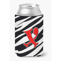 Letter X Initial Monogram - Zebra Red Can or Bottle Beverage Insulator Hugger