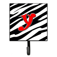 "Caroline's Treasures CJ1024-YSH4 Letter Y Initial Monogram-Zebra Red Leash Holder or Key Hook, Small, Multicolor"