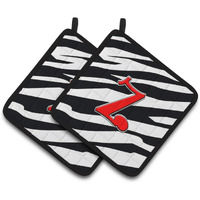 "Caroline's Treasures Monogram Initial Z Zebra Red Pair of Pot Holders CJ1024-ZPTHD, 7.5HX7.5W, Multicolor"