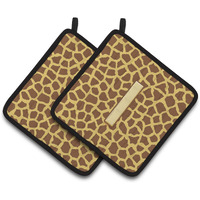 "Caroline's Treasures Monogram Initial I Giraffe Pair of Pot Holders CJ1025-IPTHD, 7.5HX7.5W, Multicolor"