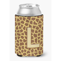 Letter L Initial Monogram - Giraffe Can or Bottle Beverage Insulator Hugger