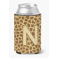 Letter N Initial Monogram - Giraffe Can or Bottle Beverage Insulator Hugger
