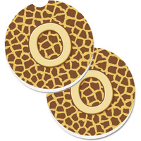 "Caroline's Treasures Monogram Initial O Giraffe Set of 2 Cup Holder Car Coasters CJ1025-OCARC, 2.56, Multicolor"