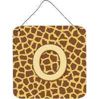 "Caroline's Treasures Letter O Initial with Monogram-Giraffe Aluminum Metal Wall or Door Hanging Prints, 6 x 6"", Multicolor"