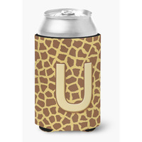 Letter U Initial Monogram - Giraffe Can or Bottle Beverage Insulator Hugger