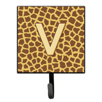 "Caroline's Treasures CJ1025-VSH4 Letter V Initial Monogram-Giraffe Leash Holder or Key Hook, Small, Multicolor"