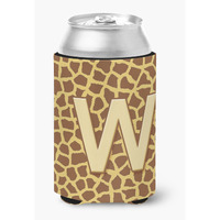 Letter W Initial Monogram - Giraffe Can or Bottle Beverage Insulator Hugger