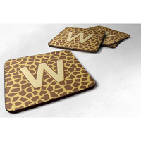 "Caroline's Treasures CJ1025-WFC Monogram-Giraffe Foam Coasters (Set of 4), Initial Letter W, 3.5"" H x 3.5"" W, Multicolor"
