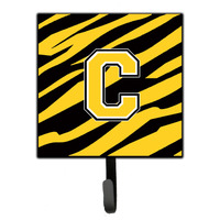 "Caroline's Treasures CJ1026-CSH4 Letter C Initial Monogram-Tiger Stripe-Black Gold Leash Holder or Key Hook, Small, Multicolor"