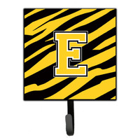 "Caroline's Treasures CJ1026-ESH4 Letter E Initial Monogram-Tiger Stripe-Black Gold Leash Holder or Key Hook, Small, Multicolor"