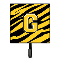 "Caroline's Treasures CJ1026-GSH4 Letter G Initial Monogram-Tiger Stripe-Black Gold Leash Holder or Key Hook, Small, Multicolor"