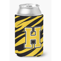 Letter H Initial Monogram - Tiger Stripe - Black Gold Can Beverage Insulator Hugger