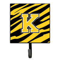 "Caroline's Treasures CJ1026-KSH4 Letter K Initial Monogram-Tiger Stripe-Black Gold Leash Holder or Key Hook, Small, Multicolor"