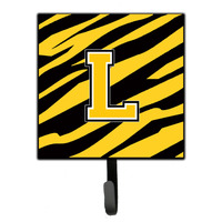 "Caroline's Treasures CJ1026-LSH4 Letter L Initial Monogram-Tiger Stripe-Black Gold Leash Holder or Key Hook, Small, Multicolor"