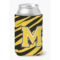 Letter M Initial Monogram - Tiger Stripe - Black Gold Can Beverage Insulator Hugger