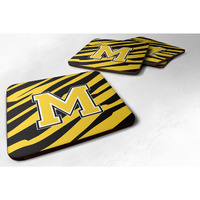 "Caroline's Treasures CJ1026-MFC Monogram-Tiger Stripe-Black Gold Foam Coasters (Set of 4), Initial Letter M, 3.5"" H x 3.5"" W, Multicolor"