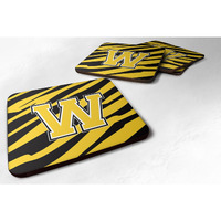 "Caroline's Treasures CJ1026-WFC Monogram-Tiger Stripe-Black Gold Foam Coasters (Set of 4), Initial Letter W, 3.5"" H x 3.5"" W, Multicolor"