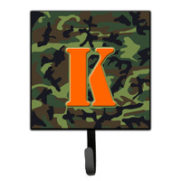 "Caroline's Treasures Letter K Initial Monogram-Camo Green Leash Holder or Key hooks, Small, Multicolor"