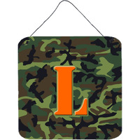 "Caroline's Treasures Letter L Initial Monogram-Camo Green Wall or Door Hanging Prints, 6 x 6"", Multicolor"