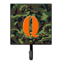 "Caroline's Treasures CJ1030-QSH4 Letter Q Initial Monogram-Camo Green Leash Holder or Key Hook, Small, Multicolor"