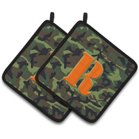 "Caroline's Treasures Letter R Monogram - Camo green Pair of Pot Holders CJ1030-RPTHD, 7.5HX7.5W, Multicolor"