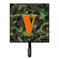 "Caroline's Treasures CJ1030-VSH4 Letter V Initial Monogram-Camo Green Leash Holder or Key Hook, Small, Multicolor"