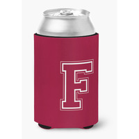"Caroline's Treasures CJ1032-FCC Letter F Initial Monogram-Maroon and White Can or Bottle Koozie Hugger, Multicolor"