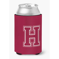 Letter H Initial Monogram - Maroon and White Can or Bottle Beverage Insulator Hugger