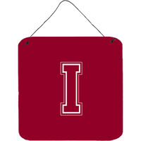"Caroline's Treasures Letter I Initial Monogram-Maroon and White Wall or Door Hanging Prints, 6 x 6"", Multicolor"