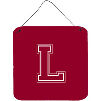 "Caroline's Treasures Letter L Initial Monogram-Maroon and White Wall or Door Hanging Prints, 6 x 6"", Multicolor"