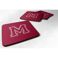 "Caroline's Treasures CJ1032-MFC Monogram-Maroon and White Foam Coasters (Set of 4), Initial Letter M, 3.5"" H x 3.5"" W, Multicolor"