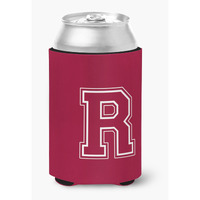 Letter R Initial Monogram - Maroon and White Can or Bottle Beverage Insulator Hugger