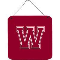 "Caroline's Treasures Letter W Initial Monogram-Maroon and White Wall or Door Hanging Prints, 6 x 6"", Multicolor"