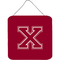 "Caroline's Treasures Letter X Initial Monogram-Maroon and White Wall or Door Hanging Prints, 6 x 6"", Multicolor"