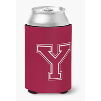 Letter Y Initial Monogram - Maroon and White Can or Bottle Beverage Insulator Hugger