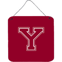 "Caroline's Treasures Letter Y Initial Monogram-Maroon and White Wall or Door Hanging Prints, 6 x 6"", Multicolor"