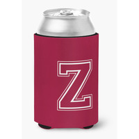 Letter Z Initial Monogram - Maroon and White Can or Bottle Beverage Insulator Hugger