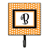"Caroline's Treasures CJ1033-BSH4 Letter B Initial Monogram-Orange Polka Dots Leash Holder or Key Hook, Small, Multicolor"