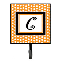"Caroline's Treasures CJ1033-CSH4 Letter C Initial Monogram-Orange Polka Dots Leash Holder or Key Hook, Small, Multicolor"