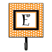 "Caroline's Treasures CJ1033-ESH4 Letter E Initial Monogram-Orange Polka Dots Leash Holder or Key Hook, Small, Multicolor"