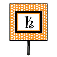 "Caroline's Treasures CJ1033-KSH4 Letter K Initial Monogram-Orange Polka Dots Leash Holder or Key Hook, Small, Multicolor"