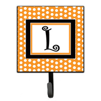 "Caroline's Treasures CJ1033-LSH4 Letter L Initial Monogram-Orange Polka Dots Leash Holder or Key Hook, Small, Multicolor"
