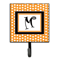 "Caroline's Treasures CJ1033-MSH4 Letter M Initial Monogram-Orange Polka Dots Leash Holder or Key Hook, Small, Multicolor"