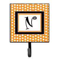 "Caroline's Treasures CJ1033-NSH4 Letter N Initial Monogram-Orange Polka Dots Leash Holder or Key Hook, Small, Multicolor"