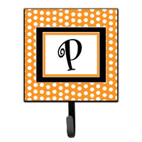 "Caroline's Treasures CJ1033-PSH4 Letter P Initial Monogram-Orange Polka Dots Leash Holder or Key Hook, Small, Multicolor"