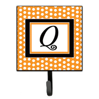 "Caroline's Treasures CJ1033-QSH4 Letter Q Initial Monogram-Orange Polka Dots Leash Holder or Key Hook, Small, Multicolor"
