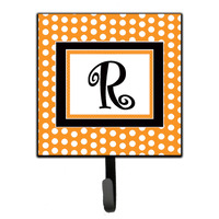 "Caroline's Treasures CJ1033-RSH4 Letter R Initial Monogram-Orange Polka Dots Leash Holder or Key Hook, Small, Multicolor"