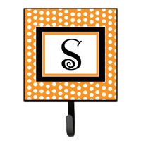 "Caroline's Treasures CJ1033-SSH4 Letter S Initial Monogram-Orange Polka Dots Leash Holder or Key Hook, Small, Multicolor"